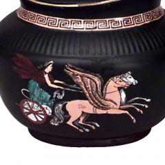 Black Porcelain Teapot with Grecian Design - 4674887
