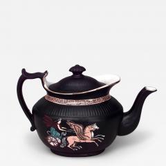 Black Porcelain Teapot with Grecian Design - 4741605