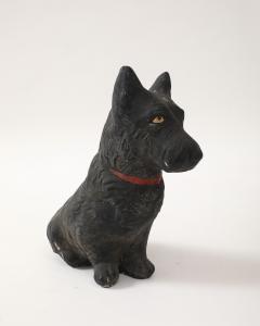 Black Scottie Dog Garden Ornament Reconstituted Stone English Mid 20th C  - 4255211