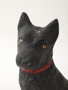 Black Scottie Dog Garden Ornament Reconstituted Stone English Mid 20th C  - 4255213