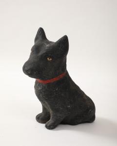 Black Scottie Dog Garden Ornament Reconstituted Stone English Mid 20th C  - 4255214