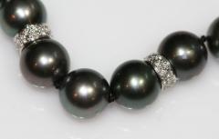 Black South Sea Pearl Necklace with Diamonds - 45941