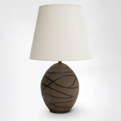 Black Stripes Ceramic Glazed Matte Texture Oval Table Lamp - 972301