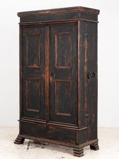 Black Swedish Cupboard or Kitchen Cabinet Sweden Late 18th C  - 3971797