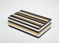 Black White Brass Stripe Box - 3083636