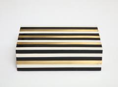 Black White Brass Stripe Box - 3083637