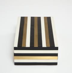 Black White Brass Stripe Box - 3083638