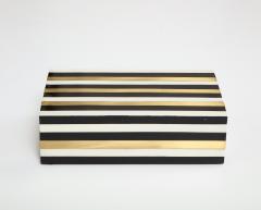 Black White Brass Stripe Box - 3083641