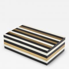 Black White Brass Stripe Box - 3088771