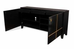 Black and Gold Painted Geometric Design Console Cabinet Sideboard - 4161760