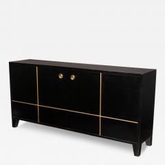 Black and Gold Painted Geometric Design Console Cabinet Sideboard - 4166438