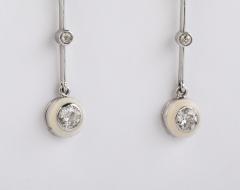 Black and White Enamel Pendant Diamond and Platinum Earrings - 4333849