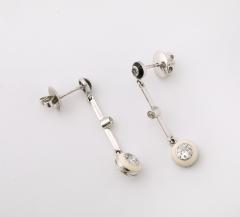 Black and White Enamel Pendant Diamond and Platinum Earrings - 4333850