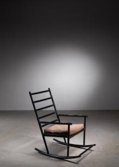 Black lacquered wood rocking chair Denmark - 2578030