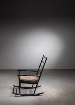 Black lacquered wood rocking chair Denmark - 2578033