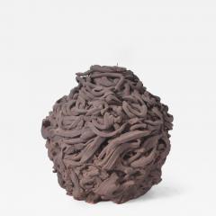 Black vermiculated vase XXth c  - 4698370