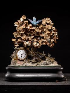 Blaise Bontems Musical Automaton Singing birds and Clock under glass dome - 4269973