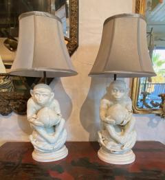 Blanc De Chine Monkey Table Lamps - 3493596