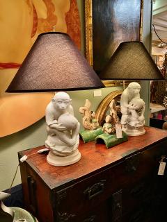 Blanc De Chine Monkey Table Lamps - 3493600