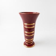 Blanche Letalle Red Gold Art Deco Ceramic Vase Blanche Letalle for Saint Clement 1950s - 4804768