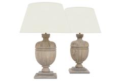 Bleached Urn Shaped Oak Table Lamps - 3894162