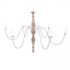 Bleached Wood and Iron Chandelier - 4573112