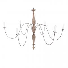 Bleached Wood and Iron Chandelier - 4573116