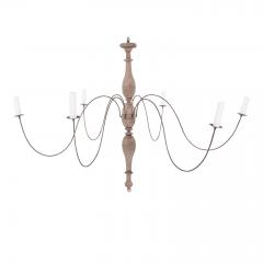 Bleached Wood and Iron Chandelier - 4573118