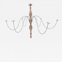 Bleached Wood and Iron Chandelier - 4574324