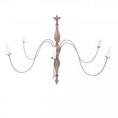 Bleached Wood and Iron Chandelier - 4642742