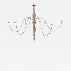 Bleached Wood and Iron Chandelier - 4642969