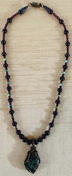 Bloodstone Pendant with Antiqued Copper Handmade Necklace - 2971374