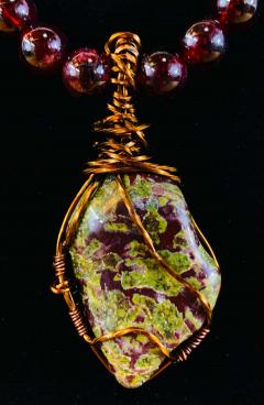 Bloodstone Pendant with Antiqued Copper Handmade Necklace - 2971378
