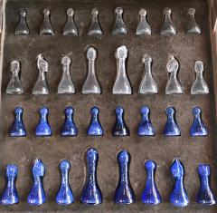 Blu Marble and Art Glass Chess Game Set Italy ca 1970s - 1128182