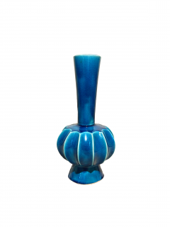 Blue Ceramic Vase with scalloped details - 3824306