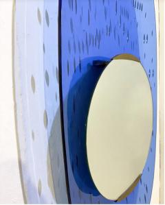 Blue Glass Mirror by Ettore Sottsass for Santambrogio de Berti Italy 1950s - 4626846