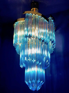 Blue Heavenly Murano Prism Chandelier with Golden Frame circa 2000 - 1567769