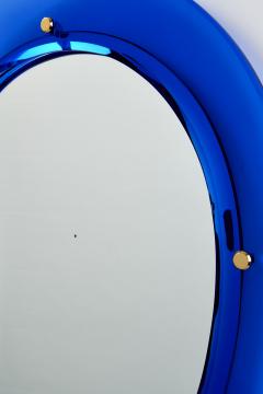 Blue Oval Shaped Glass Mirror Italy 1960s - 3655363