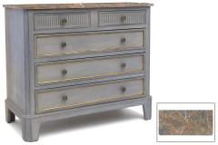 Blue Painted Commode with Marble Top - 3891800