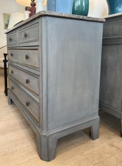 Blue Painted Commode with Marble Top - 3891820