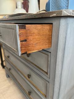 Blue Painted Commode with Marble Top - 3891822