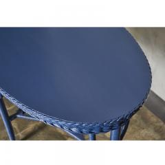 Blue Painted Wicker Table with Oval Top - 3046593