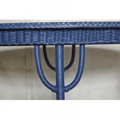 Blue Painted Wicker Table with Oval Top - 3046594