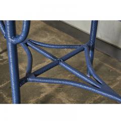 Blue Painted Wicker Table with Oval Top - 3046595