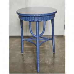 Blue Painted Wicker Table with Oval Top - 3046597