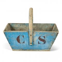 Blue Painted Wooden Swedish Basket - 2588204