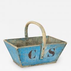 Blue Painted Wooden Swedish Basket - 2592810