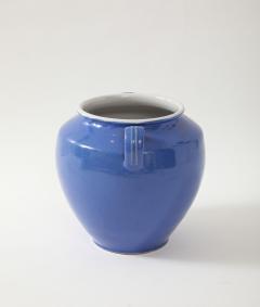 Blue Pottery Urn with Handles France mid 20th C  - 3890308