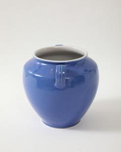 Blue Pottery Urn with Handles France mid 20th C  - 3890310