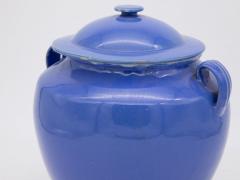 Blue Pottery Urn with Lid and Handles - 2725562